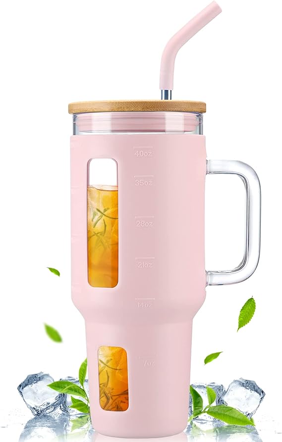 40 oz Glass Tumbler with Handle