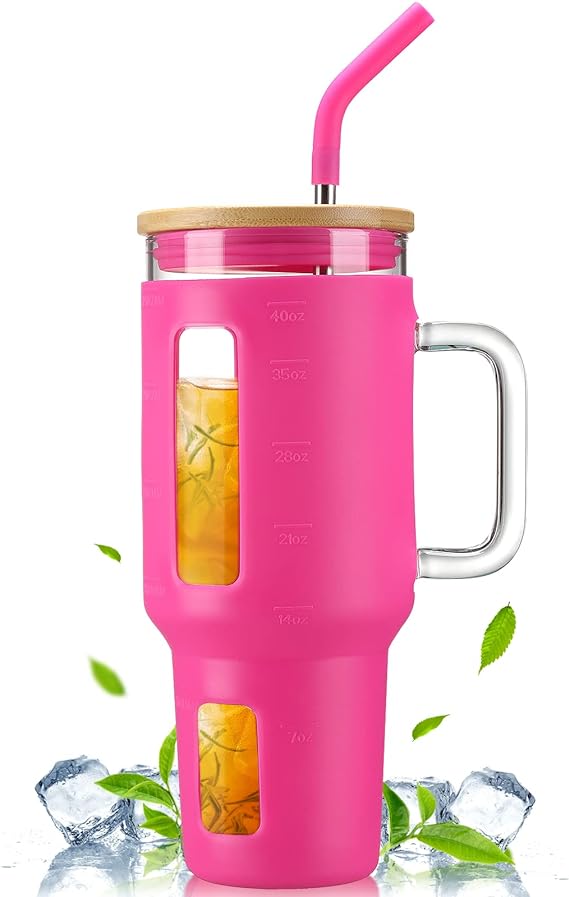 40 oz Glass Tumbler with Handle