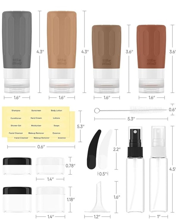 16 Pack Silicone Travel Bottles Set for Toiletries TSA Approved