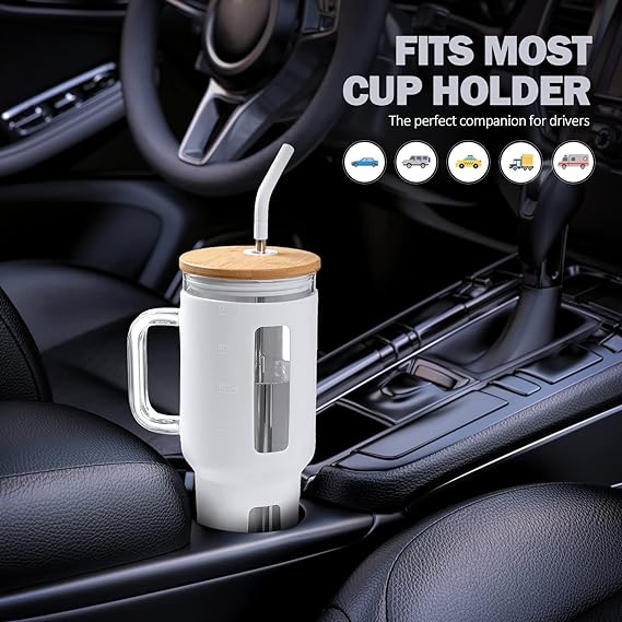 40 oz Glass Tumbler with Handle