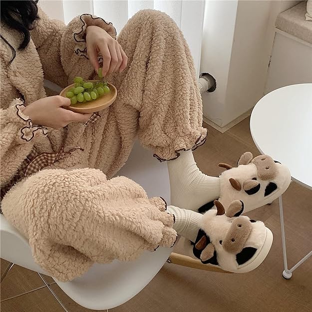 Fuzzy Cow Slippers
