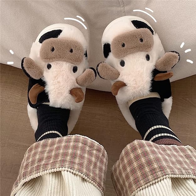 Fuzzy Cow Slippers