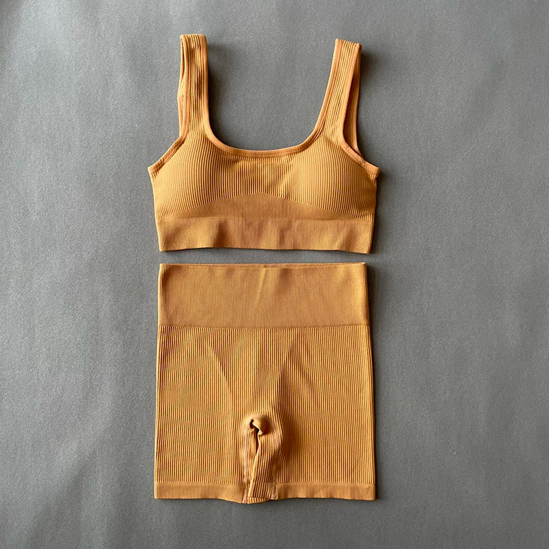 Women's 2 Piece Ribbed Yoga Outfit