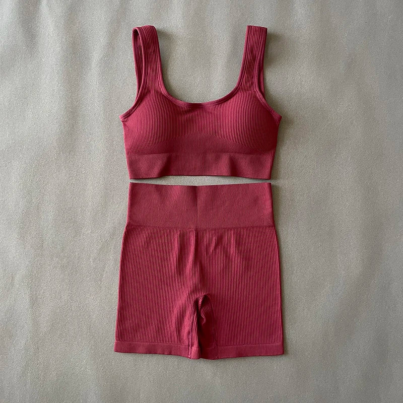 Women's 2 Piece Ribbed Yoga Outfit