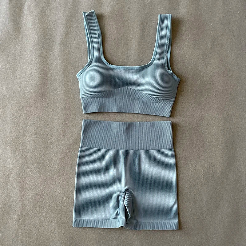 Women's 2 Piece Ribbed Yoga Outfit