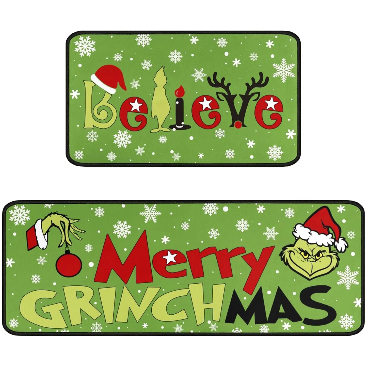 Merry Grinchmas Kitchen Rugs and Mats Set of 2