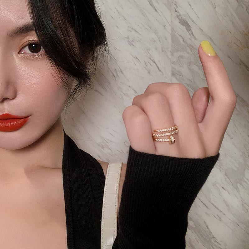 14K Gold Plated & Cubic Zirconia Adjustable Stacking Rings and Earrings