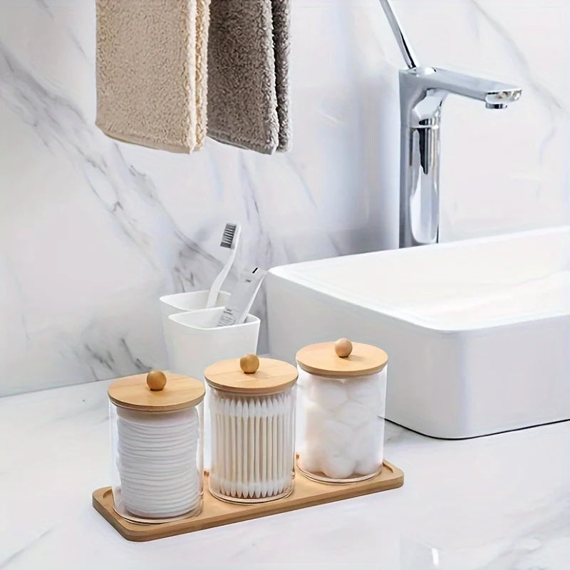 10 Oz Cotton Swab/Ball/Pad Holder with Vanity Tray