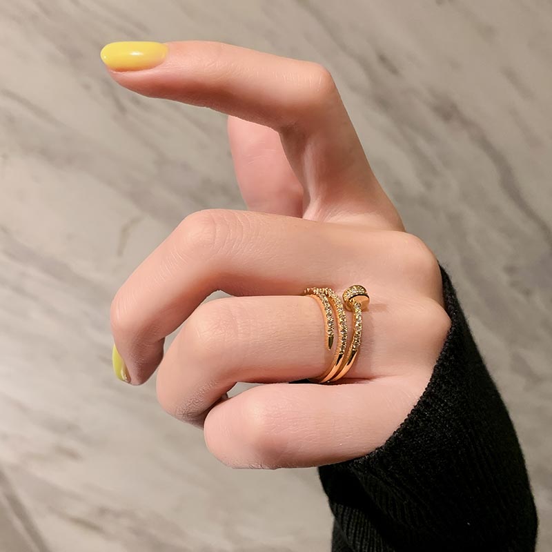14K Gold Plated & Cubic Zirconia Adjustable Stacking Rings and Earrings