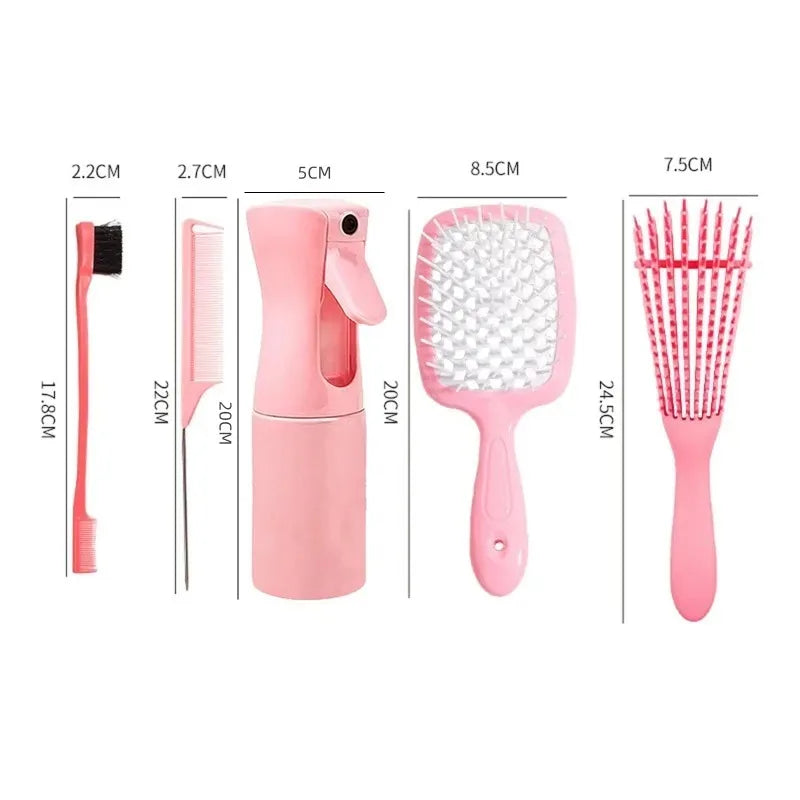 5 Pieces Detangling Brush With Rat Tail Comb And Edge Brush