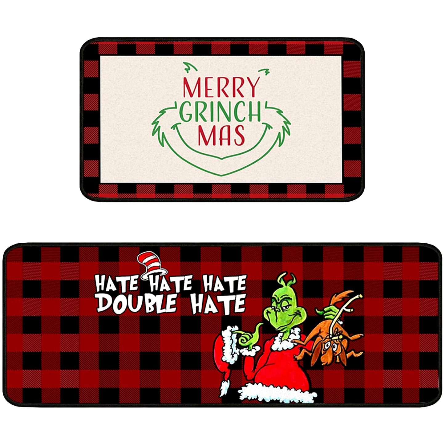 Merry Grinchmas Kitchen Rugs and Mats Set of 2