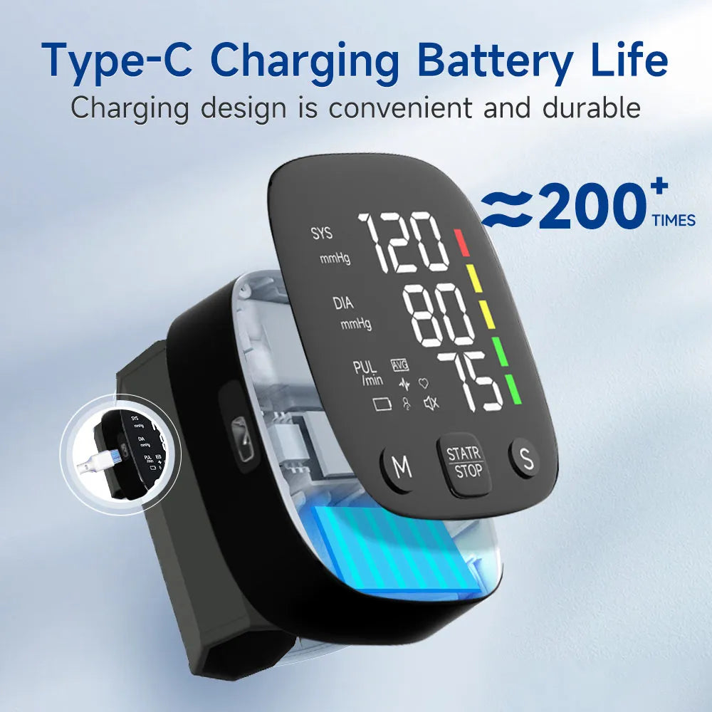 Rechargeable LED Wrist Blood Pressure Monitor
