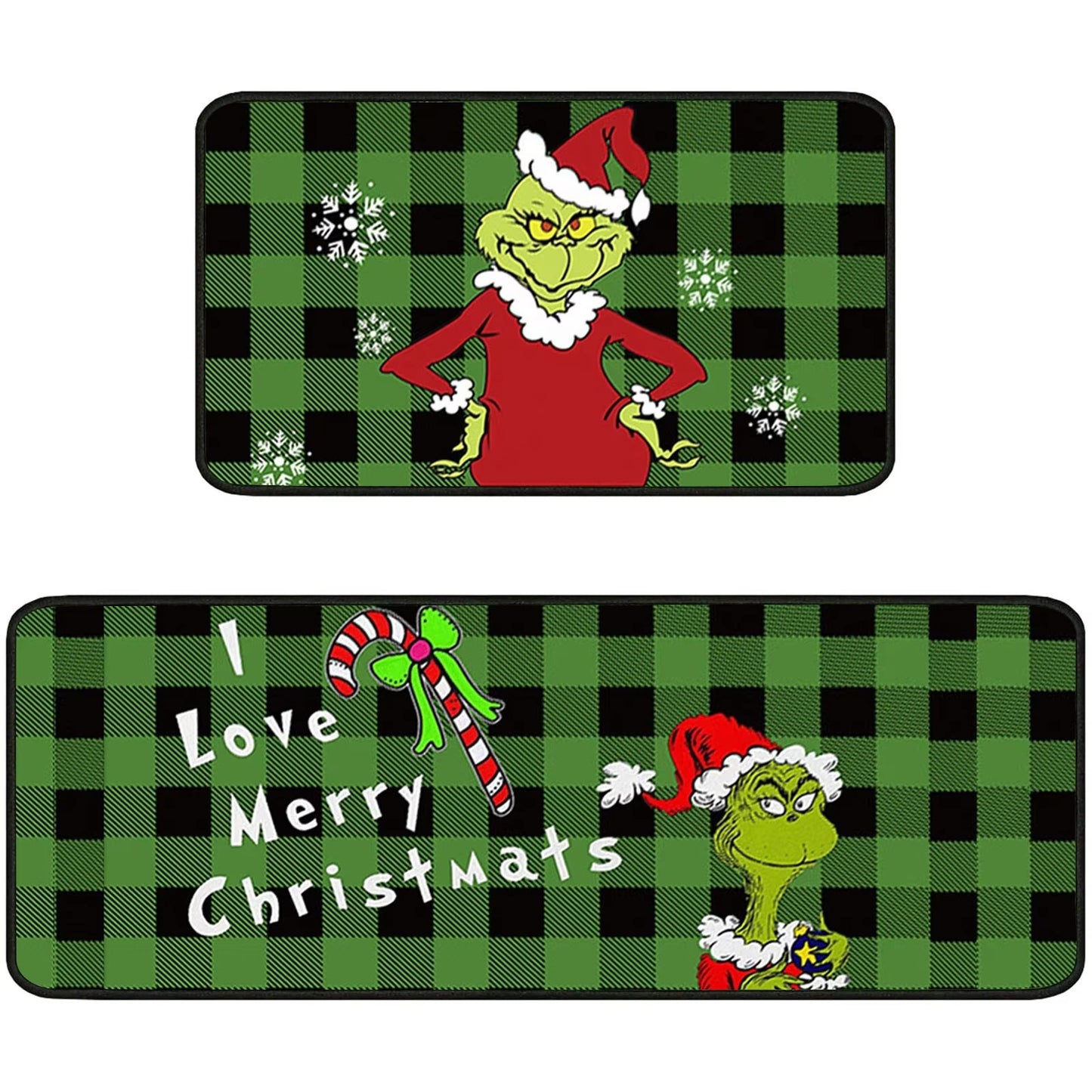 Merry Grinchmas Kitchen Rugs and Mats Set of 2