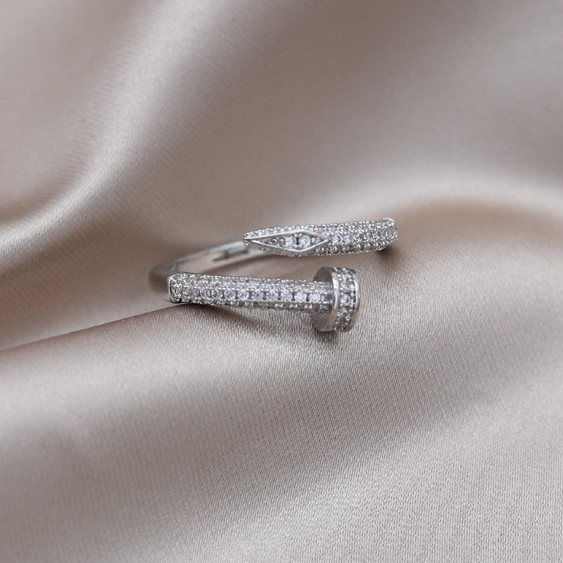 14K Gold Plated & Cubic Zirconia Adjustable Stacking Rings and Earrings