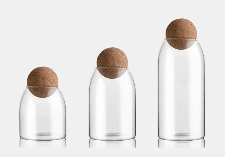 Clear Glass Storage Jars with Cork Lid