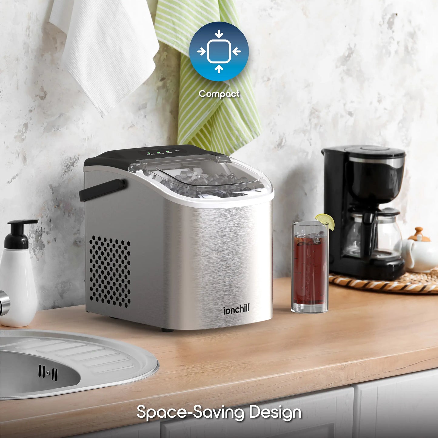 Portable Countertop Bullet Cubed Ice Maker
