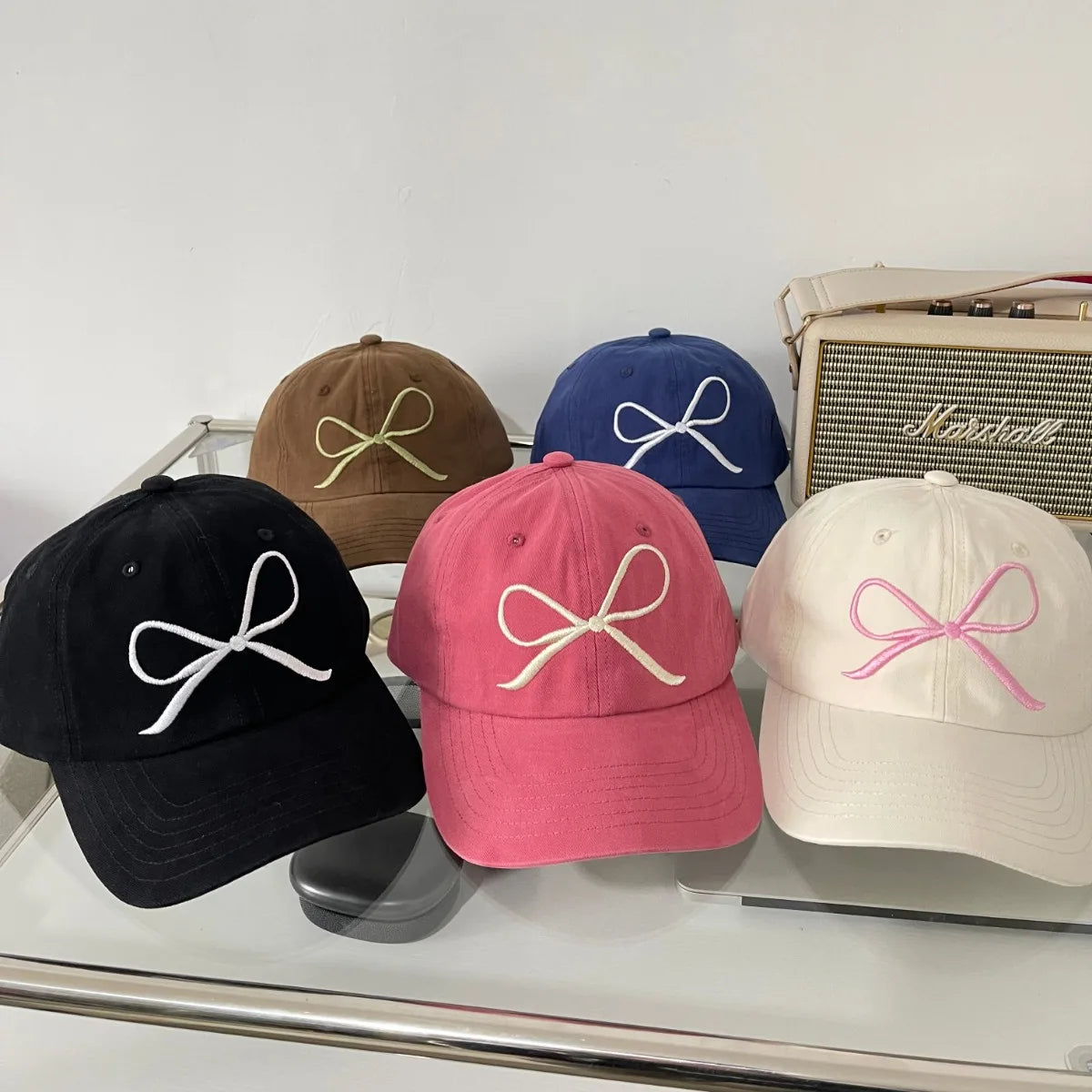 Bow Embroidered Baseball Cap