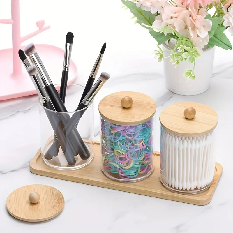 10 Oz Cotton Swab/Ball/Pad Holder with Vanity Tray
