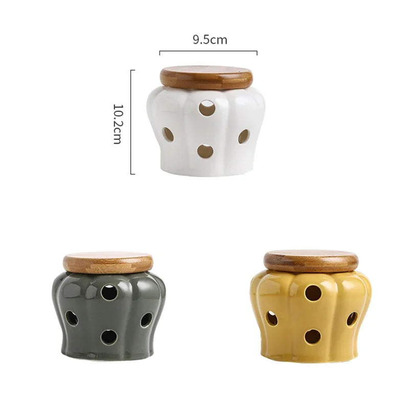 Hollow Openwork Ceramic Garlic Storage Jar
