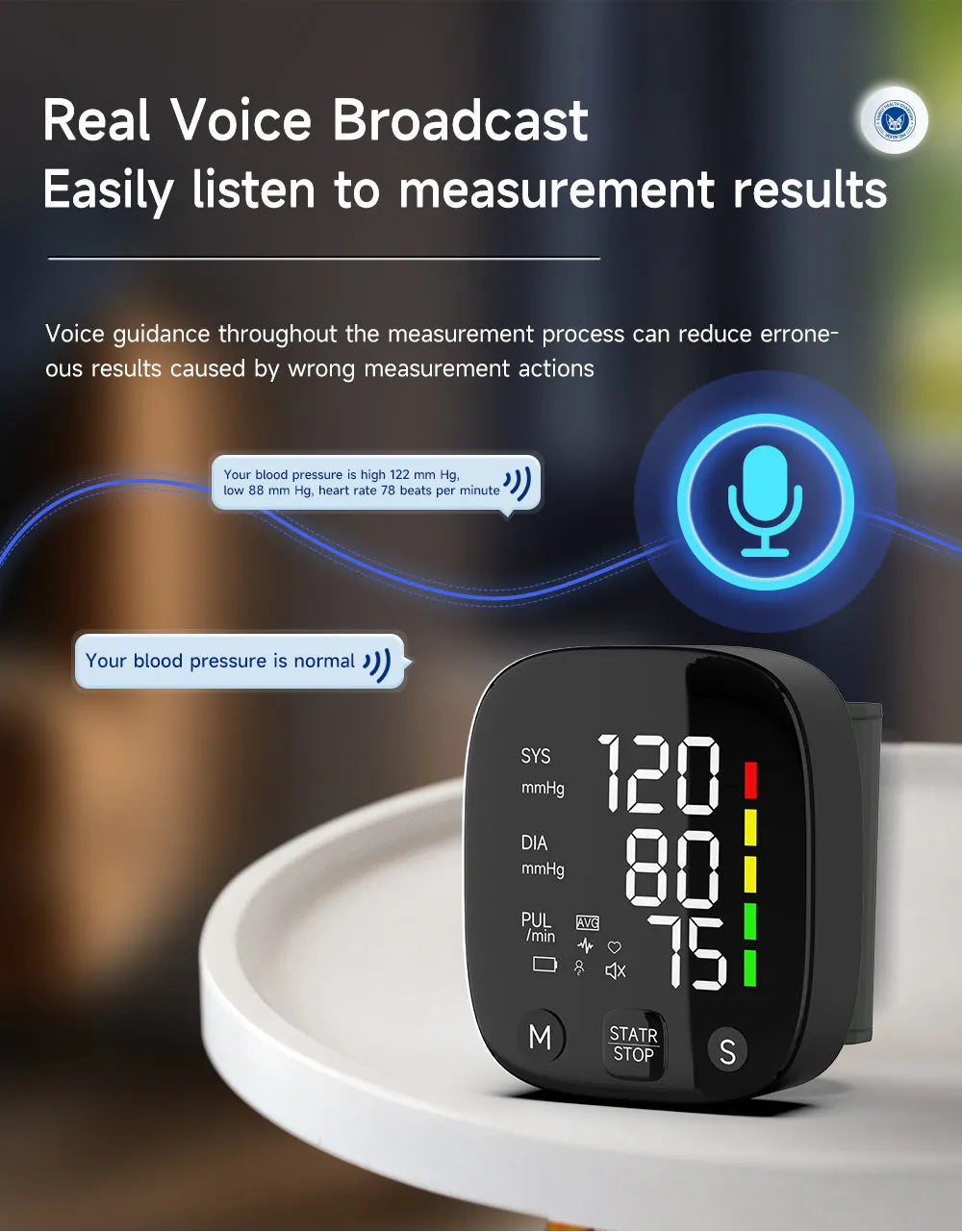 Rechargeable LED Wrist Blood Pressure Monitor