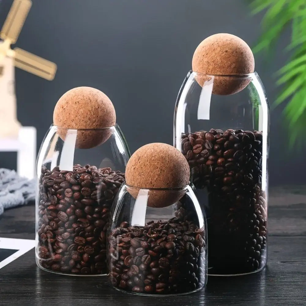 Clear Glass Storage Jars with Cork Lid