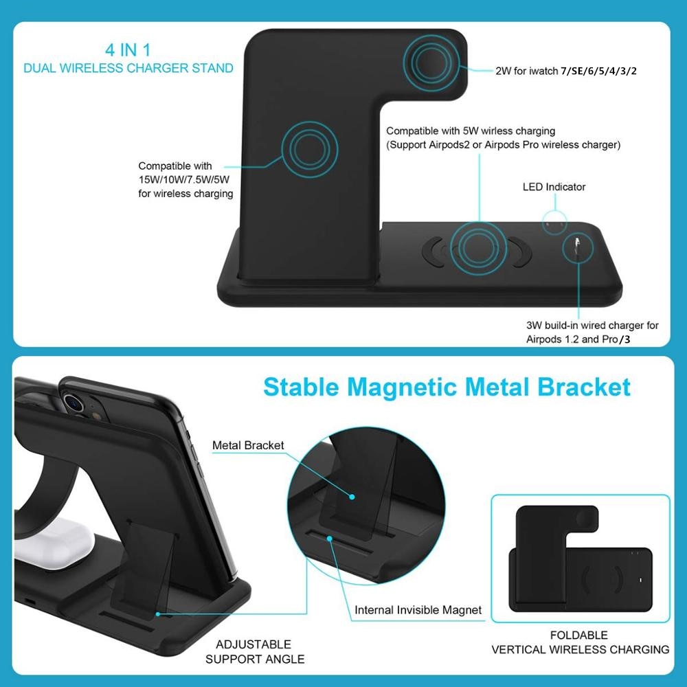 Wireless Charger Stand For iPhone, Apple Watch, Airpods Pros & Pen