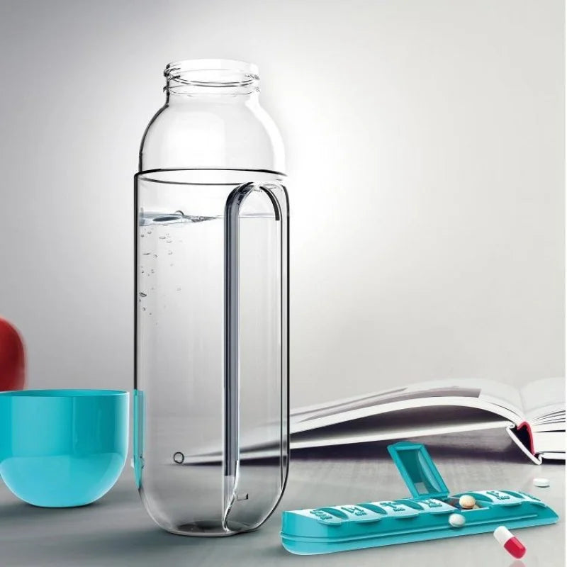 2 in 1 600ml 7 Grid Medicine Water Bottle
