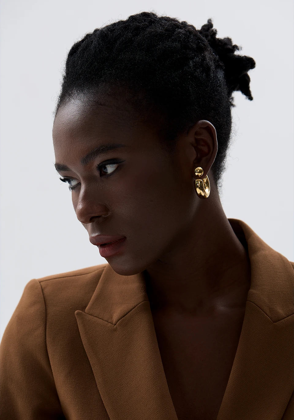 C-Shape Round Chunky Hoop Earrings