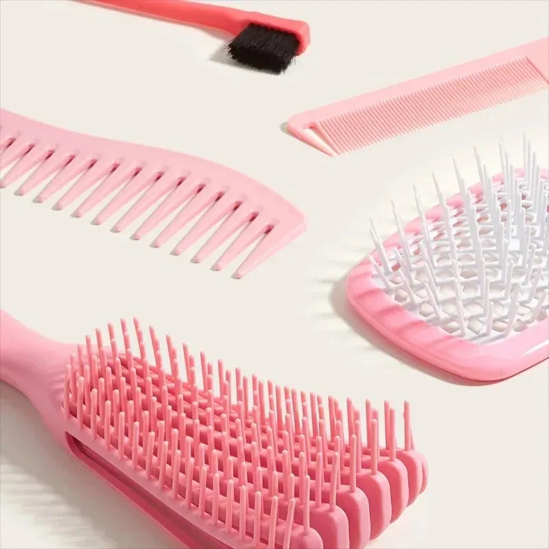 5 Pieces Detangling Brush With Rat Tail Comb And Edge Brush