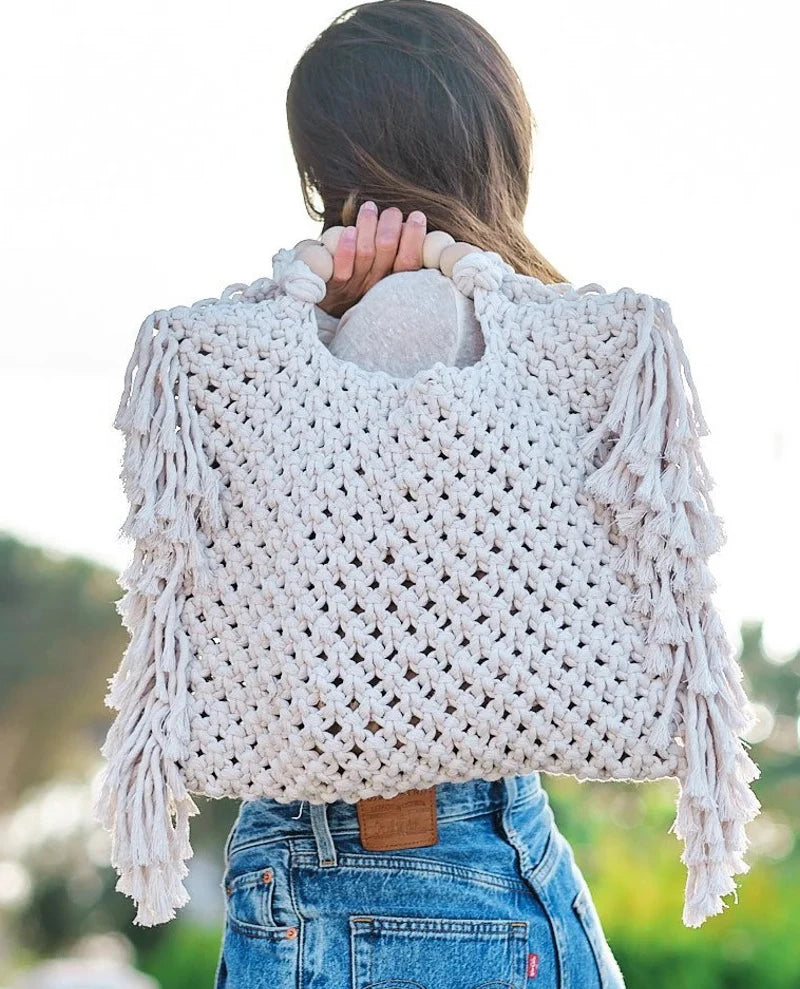 Rope Crochet Tassel Tote