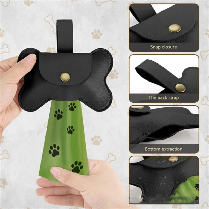 Dog Poop Pickup Bag Dispenser with Leash Clip