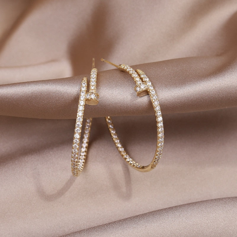 14K Gold Plated & Cubic Zirconia Adjustable Stacking Rings and Earrings