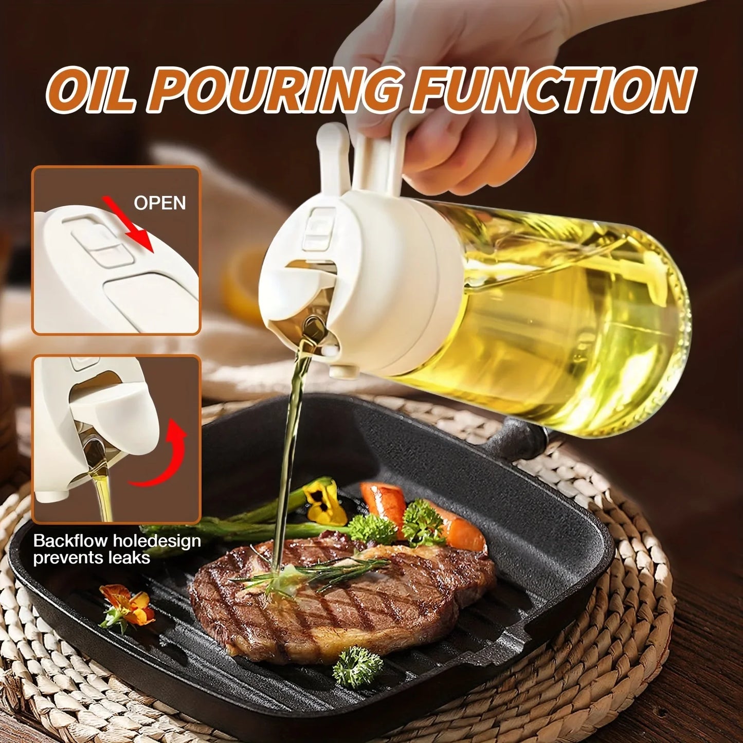 2 in 1 500ml Oil Spray & Dispenser