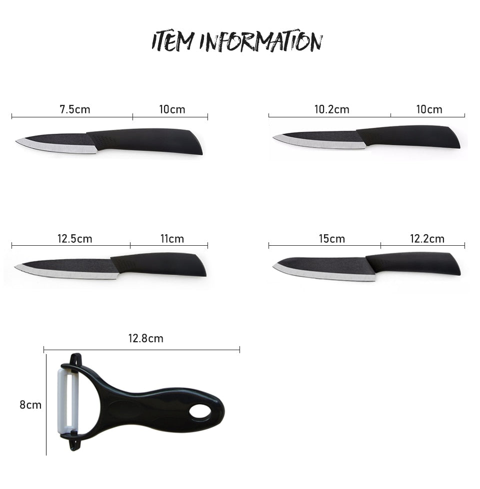 5 Pcs Ceramic Knife Kitchen Set With Fruit/Vegetable Peeler