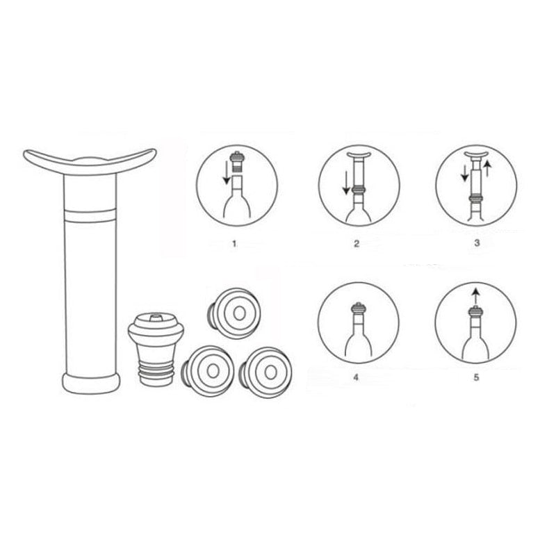 Wine Stopper Vacuum Pump w/Stoppers