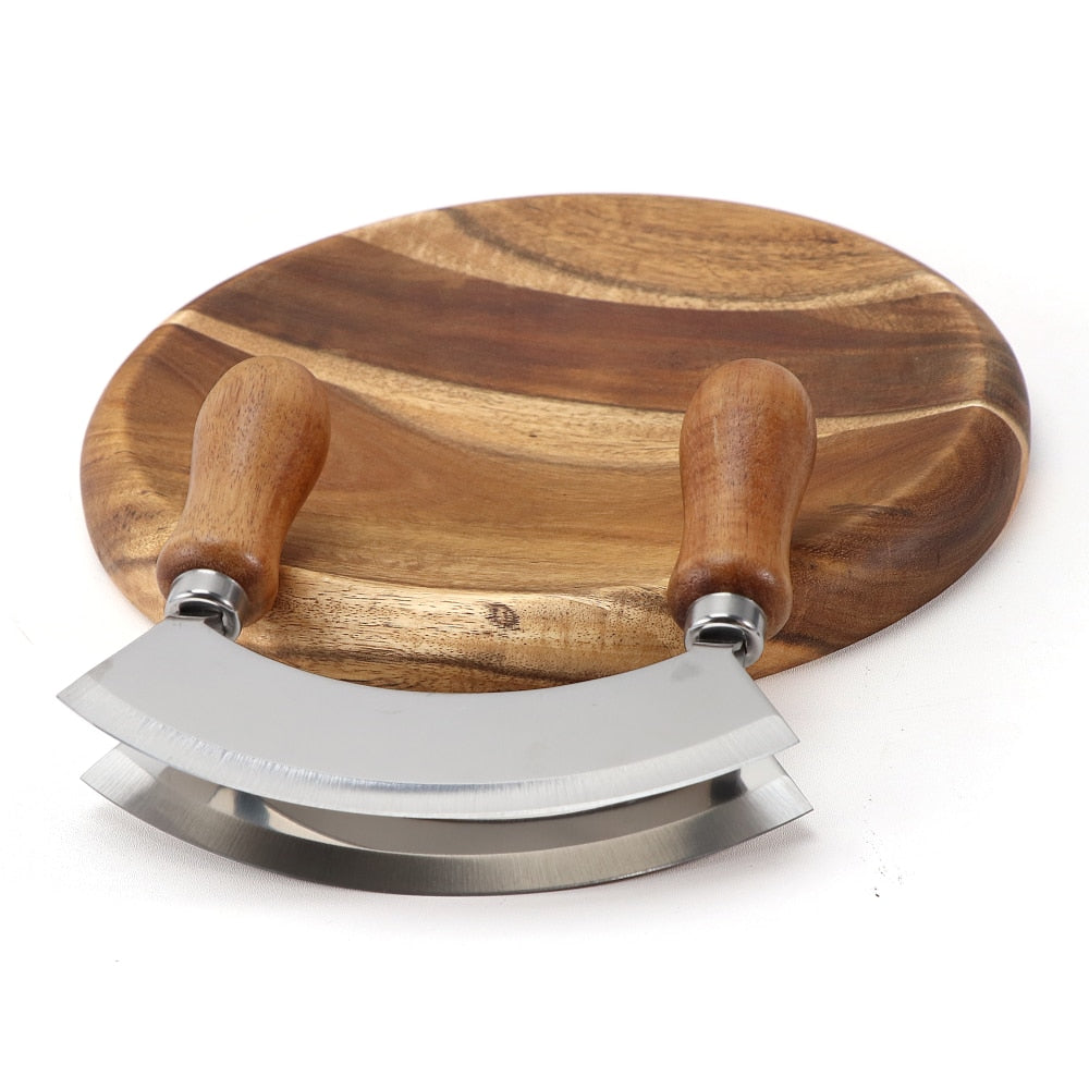 Curved Cutting Board With Rocker Knife