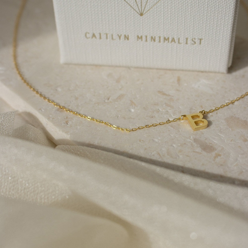Stainless Steel Tiny Initial Necklace