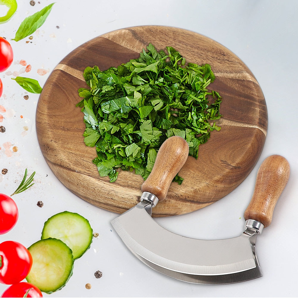 Curved Cutting Board With Rocker Knife