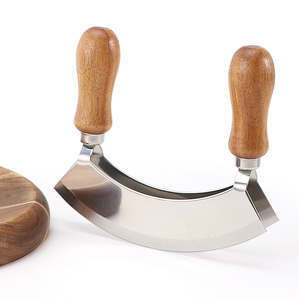Curved Cutting Board With Rocker Knife