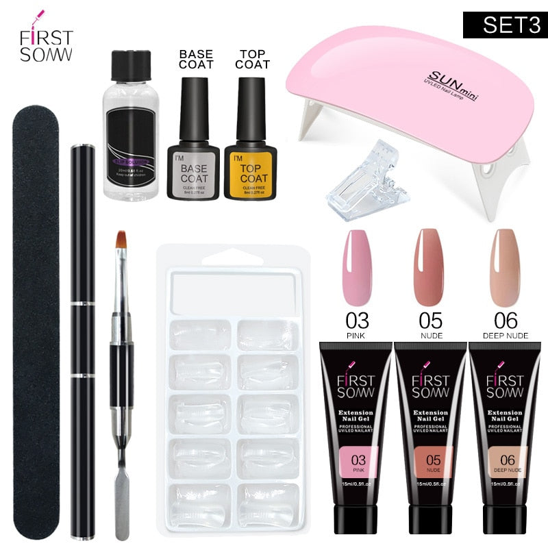 Nail Gel Extension Starter Set With 6W LED Lamp