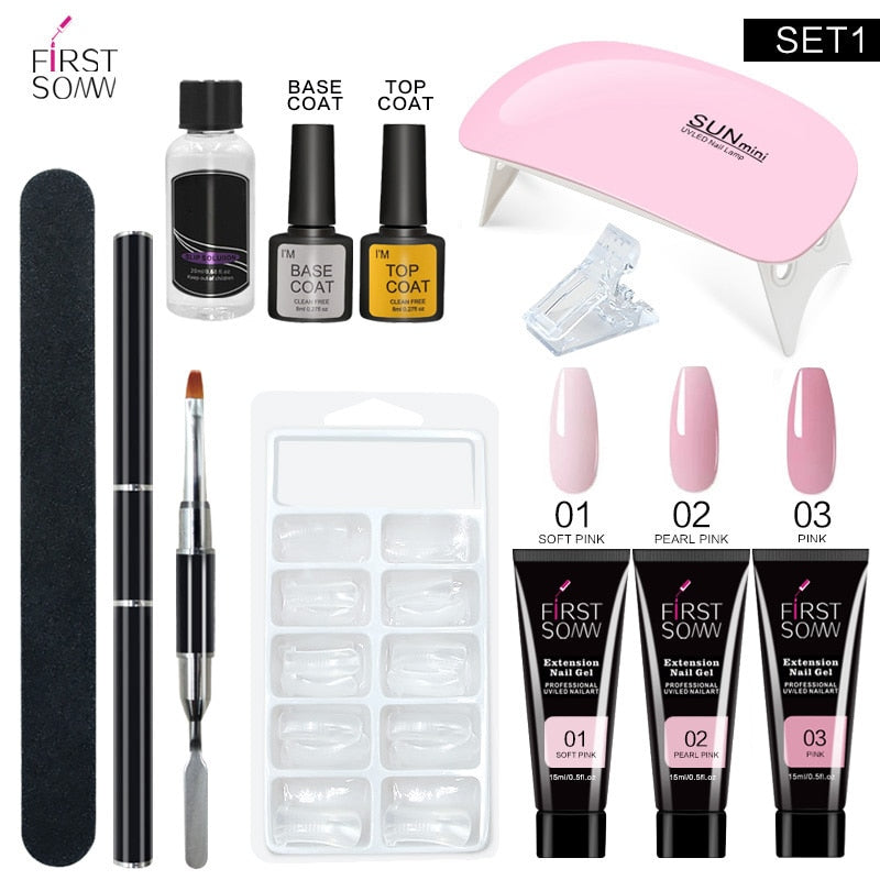 Nail Gel Extension Starter Set With 6W LED Lamp