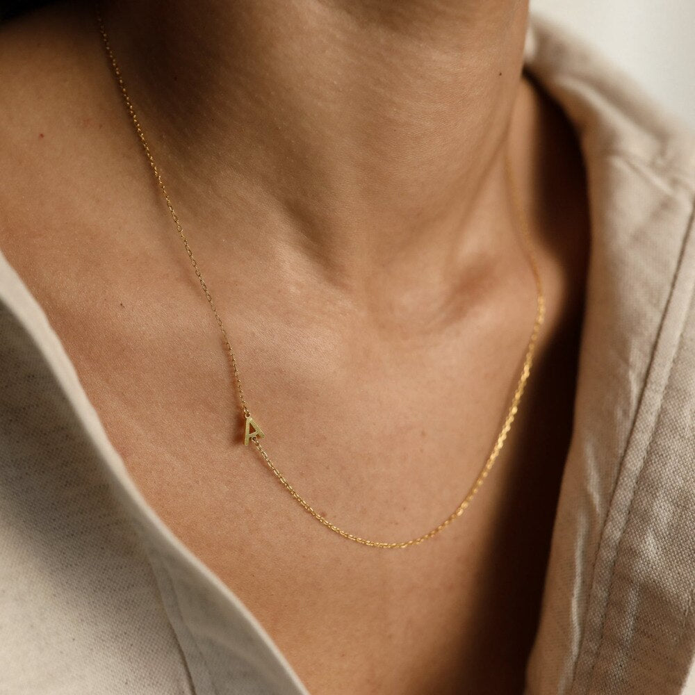 Stainless Steel Tiny Initial Necklace