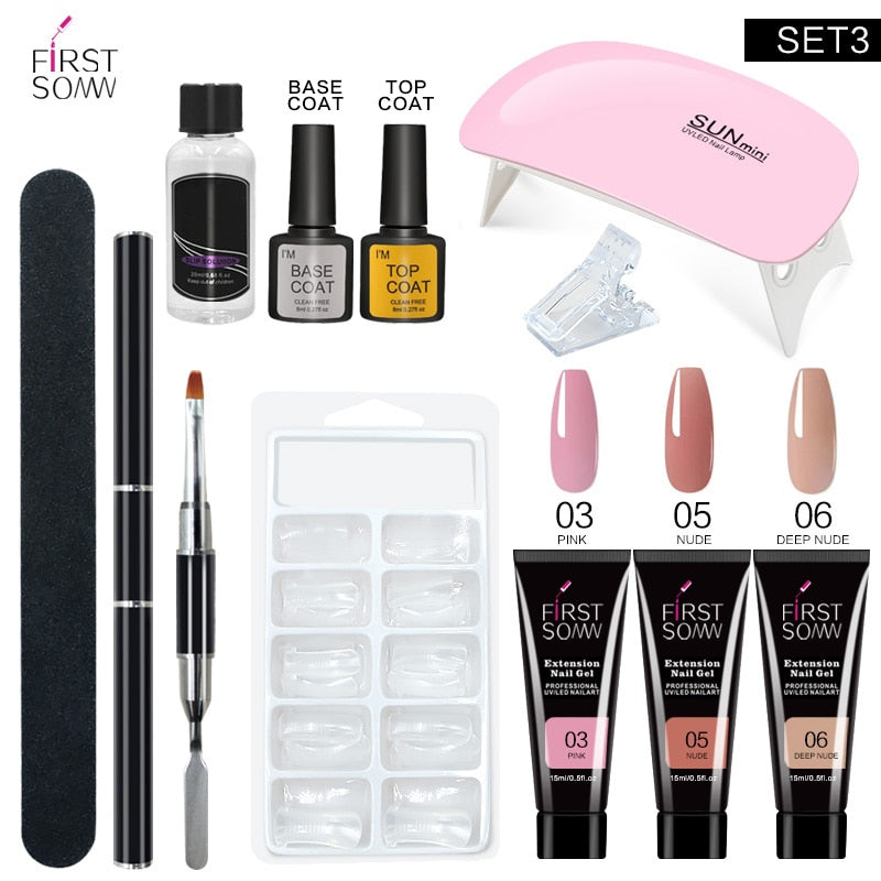 Nail Gel Extension Starter Set With 6W LED Lamp