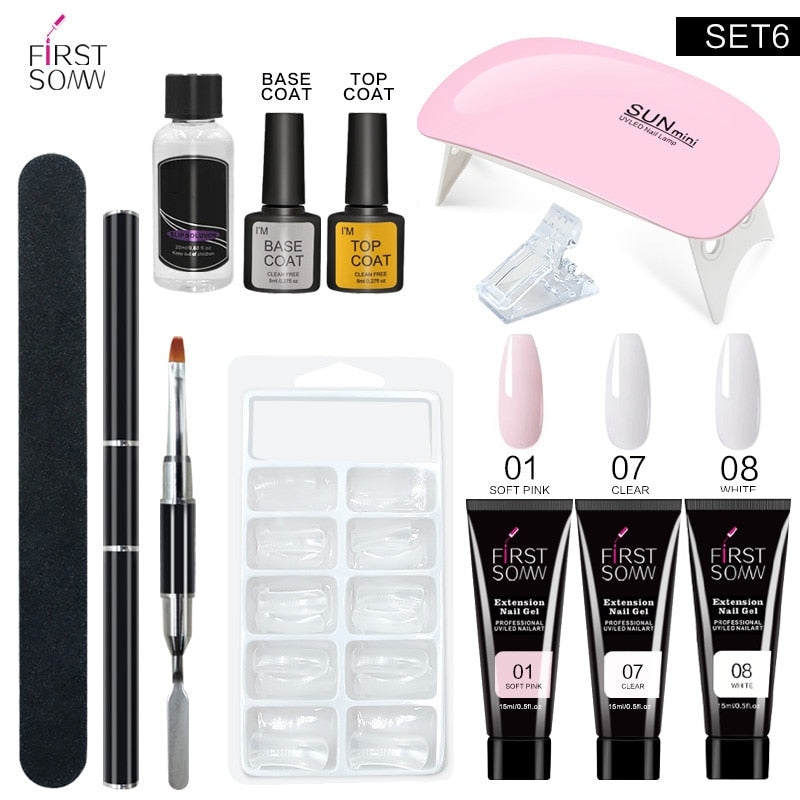 Nail Gel Extension Starter Set With 6W LED Lamp