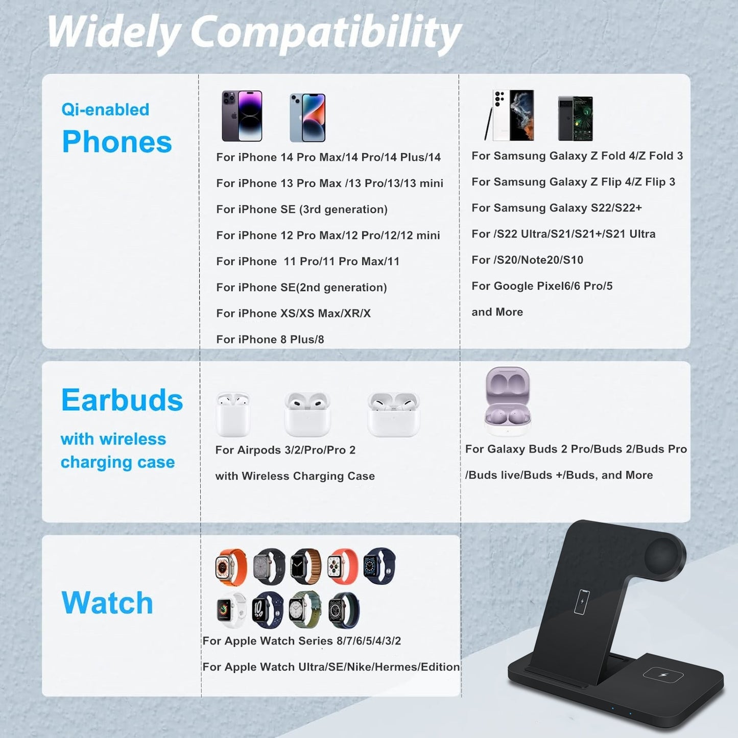 Fast Wireless Charger Dock Station For iPhone 14 13 12 11 XS XR X 8