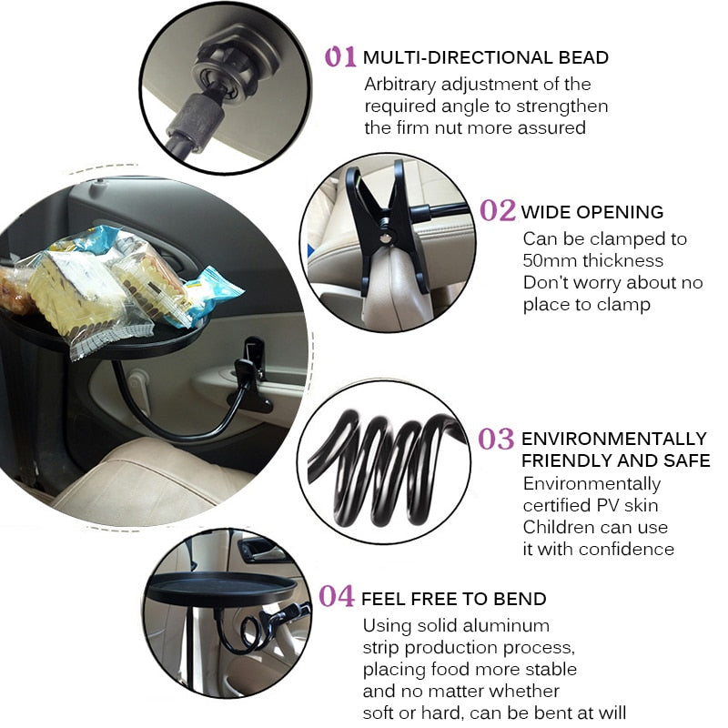 Car Food Tray with Clamp