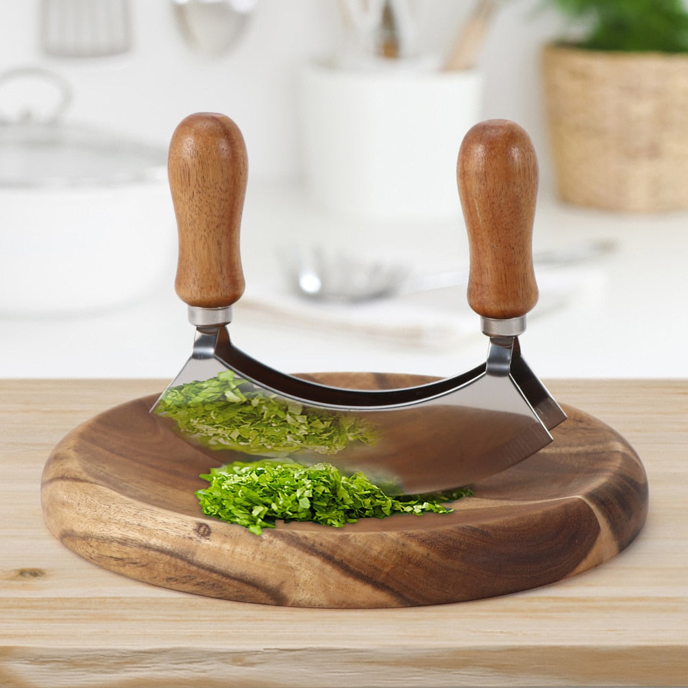 Curved Cutting Board With Rocker Knife