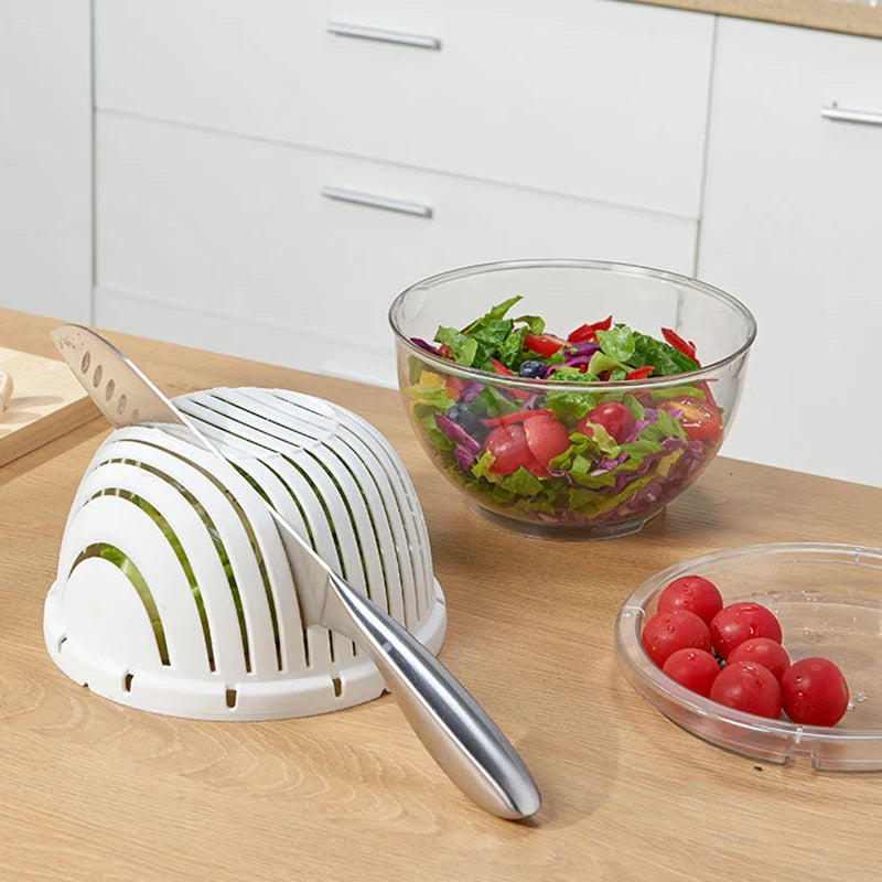 Salad Cutter Cutting Bowl