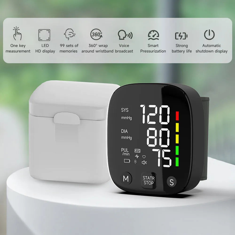 Rechargeable LED Wrist Blood Pressure Monitor