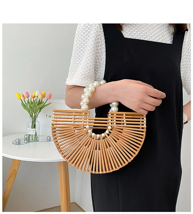 Bamboo Handbag with Beaded Handle
